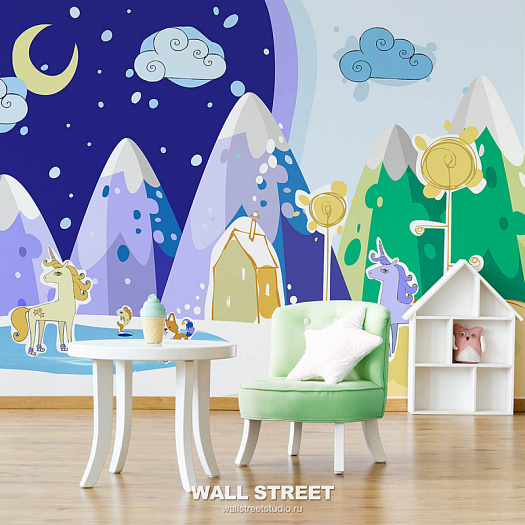 Фотообои в интерьере артикул Unicorn Valley 19, UNICORN VALLEY, Wall street