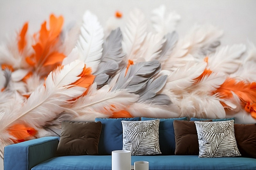 Фотообои в интерьере артикул AG-FT-015, Feathers, Design Studio 3D